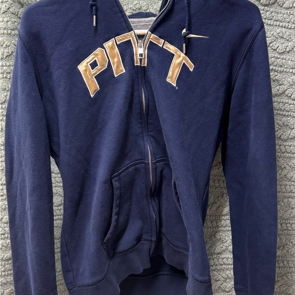 Nike Jackets & Blazers - Nike Navy Blue Pitt Varsity Zip Hoodie with Gold Lettering